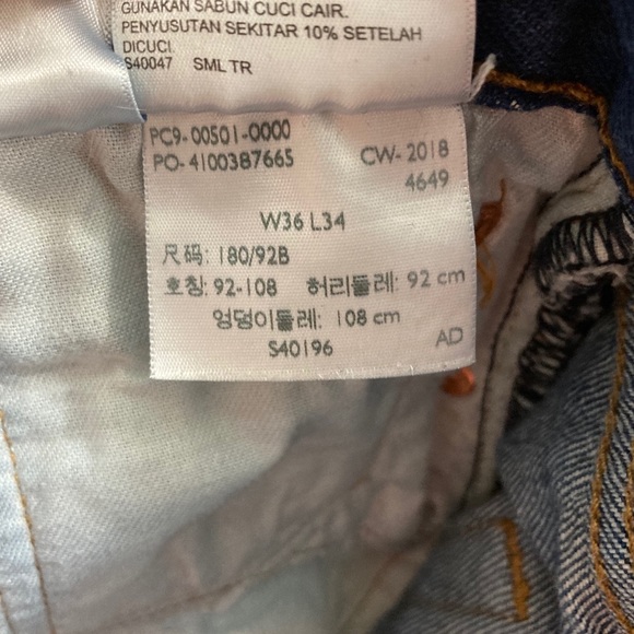 Levi’s Mens 36 34 button fly straight blue - Picture 10 of 10